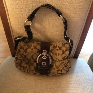 Coach Signature Mini Leather Flap Buckle Purse